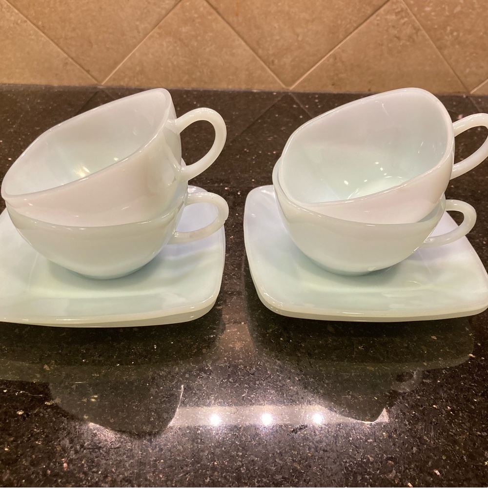 Vintage anchor hocking, fire king charm pattern, cup & saucer set